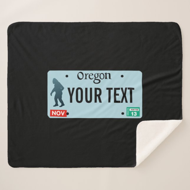 Oregon Sasquatch License Plate Sherpa Blanket (Front (Horizontal))