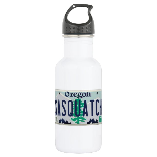 Oregon Sasquatch License Plate Water Bottle (Front)