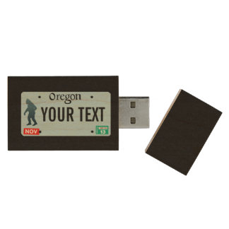 Oregon Sasquatch License Plate Wood USB Flash Drive