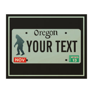 Oregon Sasquatch License Plate Wood Wall Art