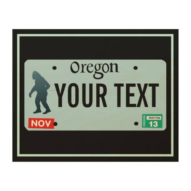 Oregon Sasquatch License Plate Wood Wall Art (Front)
