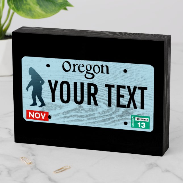 Oregon Sasquatch License Plate Wooden Box Sign (In Situ Horizontal)