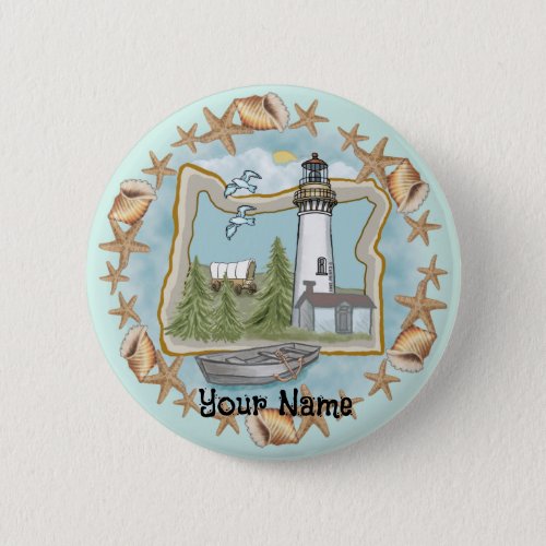 Oregon Shells Lighthouse custom name  Button