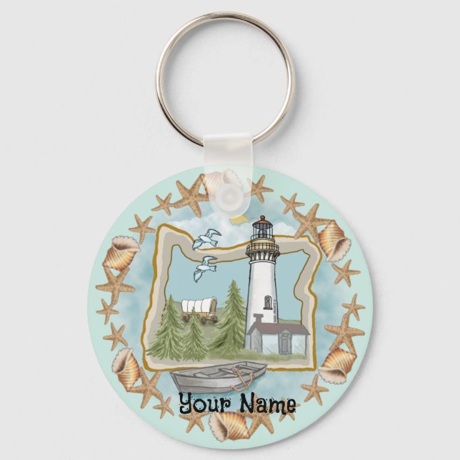 Oregon Shells Lighthouse  Keychain (Front)