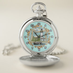 Oregon Shells Lighthouse  Pocket Watch