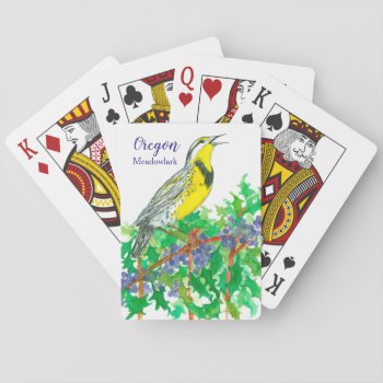 Oregon Souvenir Meadowlark Bird Grapes Playing Cards by CountryGarden at Zazzle