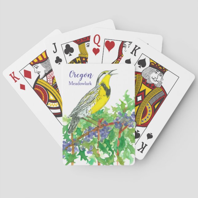 Oregon Souvenir Meadowlark Bird Grapes Poker Cards (Back)