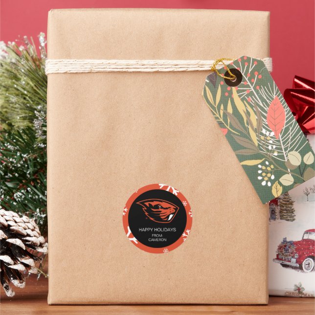 Oregon State Beavers | Beaver Head Classic Round Sticker (Holiday)