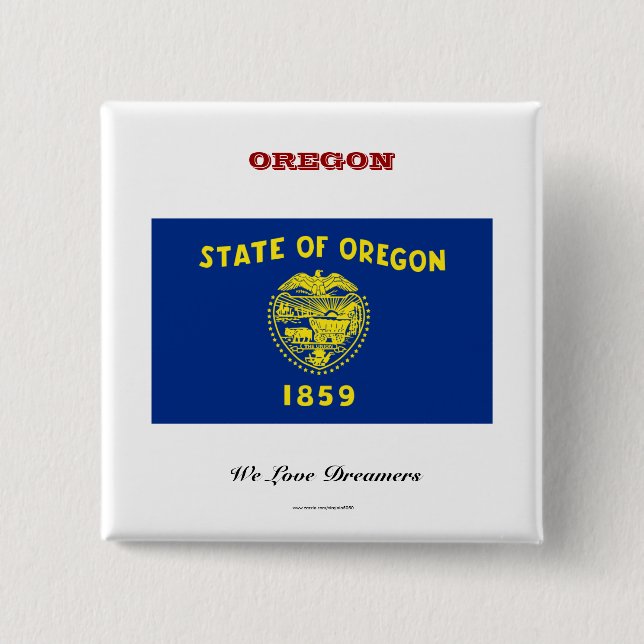 Oregon state flag and slogan button (Front)