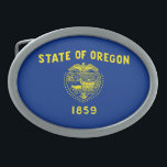 Oregon State Flag Belt Buckle<br><div class="desc">Patriotic Oregon state flag.</div>