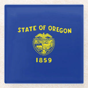 Oregon State Flag Design Decor Glass Coaster