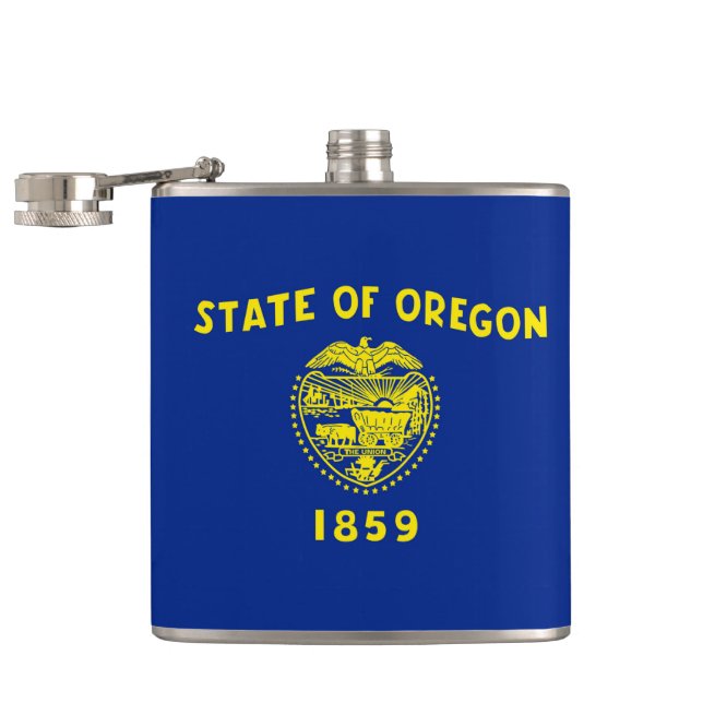 Oregon State Flag Design Flask (Opened)