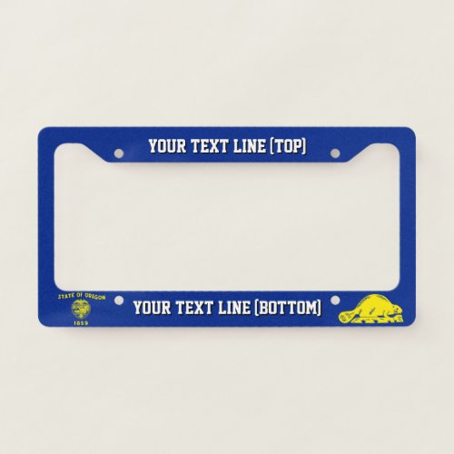 Oregon State Flag Design on a Personalized License Plate Frame