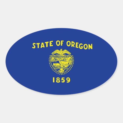 Oregon State Flag Design Oval Sticker