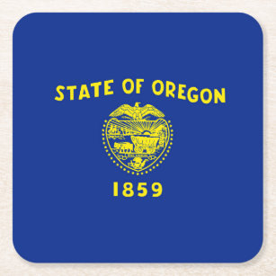 Oregon State Flag Design Square Paper Coaster