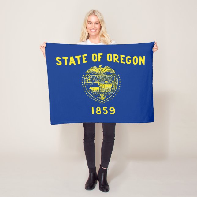 Oregon State Flag Fleece Blanket (In Situ)