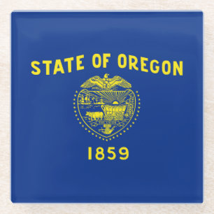 Oregon State Flag Glass Coaster
