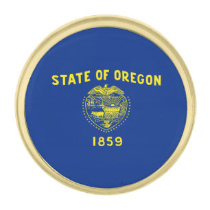 Oregon State Flag Gold Finish Lapel Pin