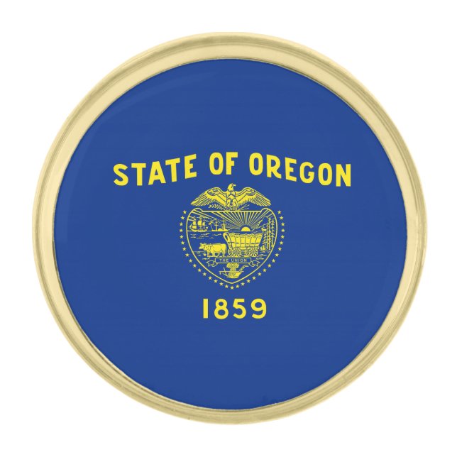 Oregon State Flag Gold Finish Lapel Pin (Front)
