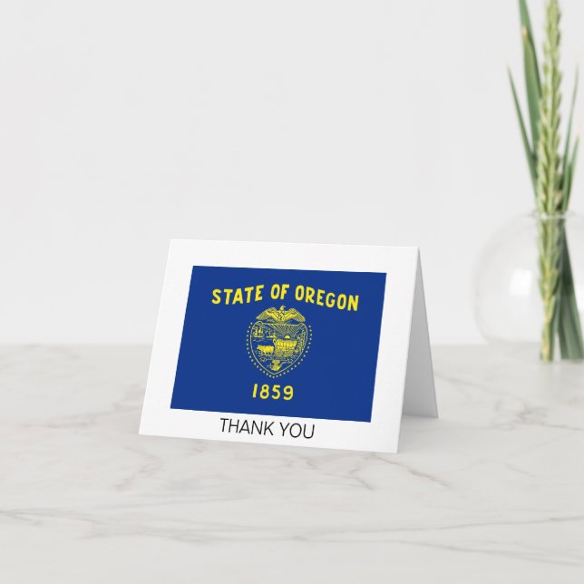 Oregon State Flag Letterpress Thank You Card (Front)