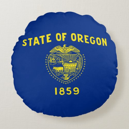 Oregon State Flag Round Pillow