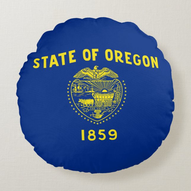 Oregon State Flag Round Pillow (Front)