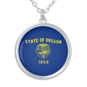 Oregon State Flag Silver Plated Necklace