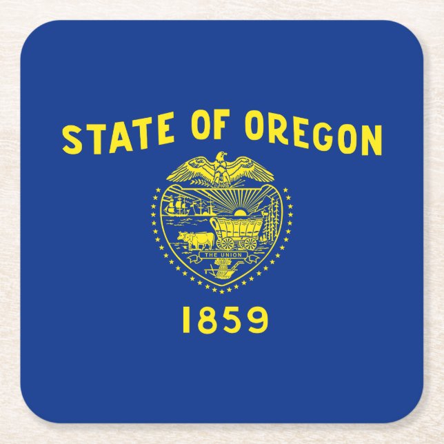 Oregon State Flag Square Paper Coaster (Front)