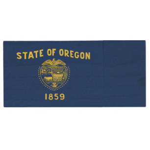 Oregon State Flag Wood Flash Drive