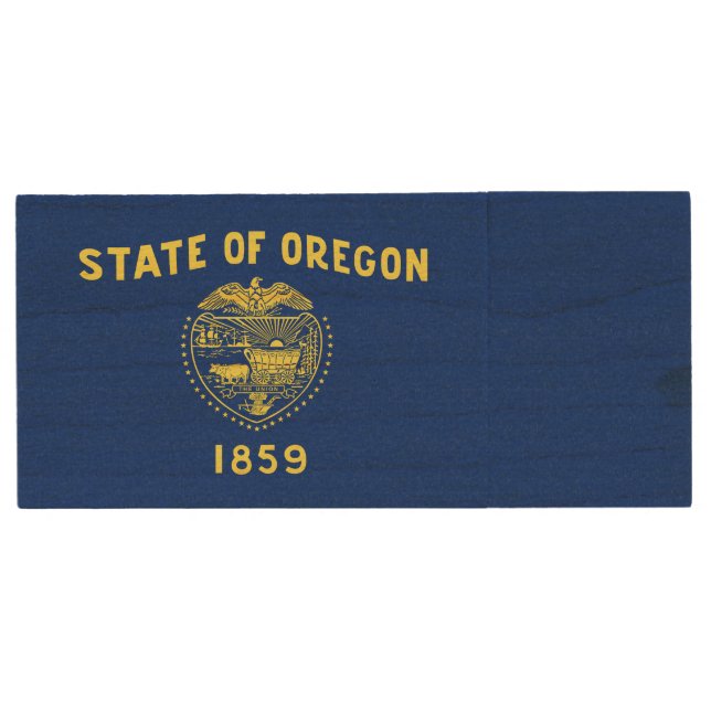 Oregon State Flag Wood Flash Drive (Front)