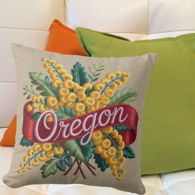 Oregon State Flowers Emblem Throw Pillow (Creator Uploaded)