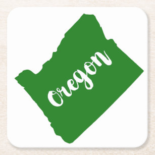 Oregon State Green Square Paper Coaster