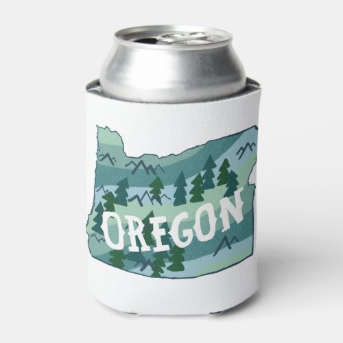 Oregon State Illustrated Map Can Cooler