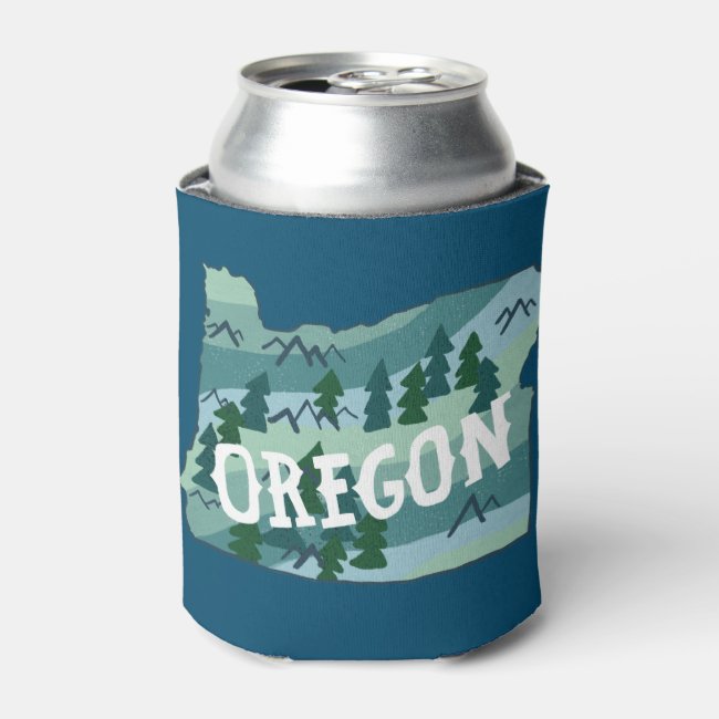 Oregon State Illustrated Map Can Cooler