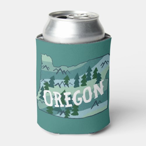 Oregon State Illustrated Map Can Cooler
