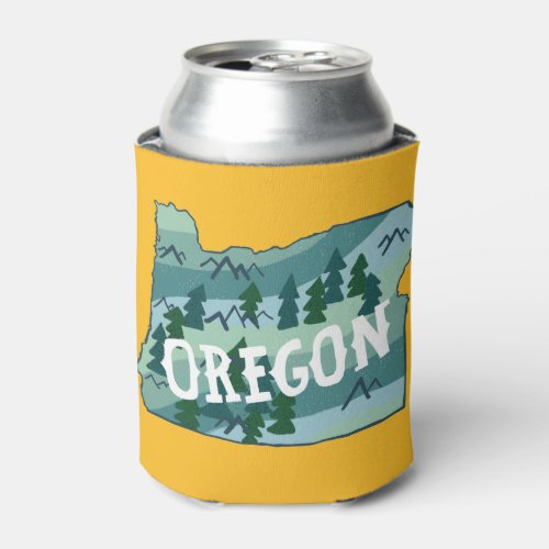 Oregon State Illustrated Map Can Cooler