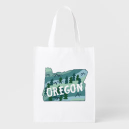Oregon State Illustrated Map Grocery Bag