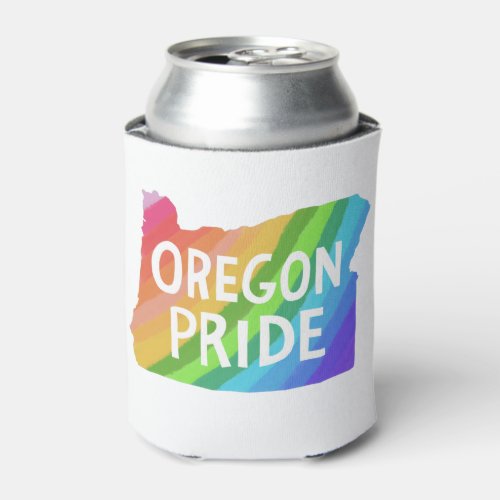 Oregon State Illustrated Map PRIDE RAINBOW Can Cooler