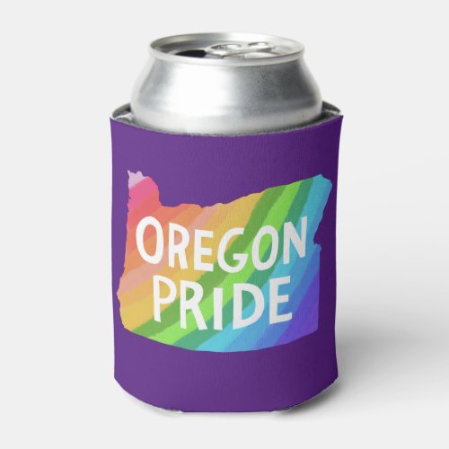 Oregon State Illustrated Map PRIDE RAINBOW Can Cooler