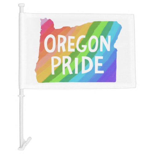 Oregon State Illustrated Map PRIDE RAINBOW   Car Flag