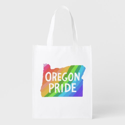 Oregon State Illustrated Map PRIDE RAINBOW Grocery Bag