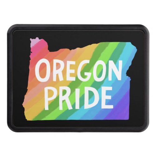 Oregon State Illustrated Map PRIDE RAINBOW Hitch Cover