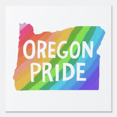 Oregon State Illustrated Map PRIDE RAINBOW  Sign
