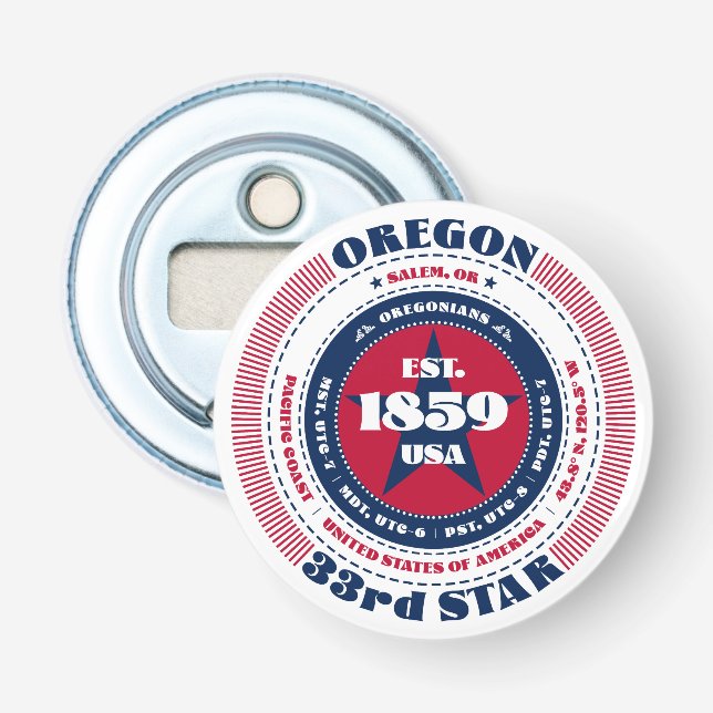 Oregon State Information Circle Bottle Opener (Front)