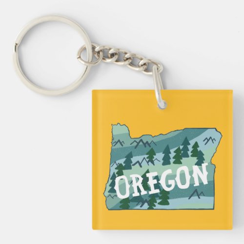 Oregon State Map Illustration Keychain