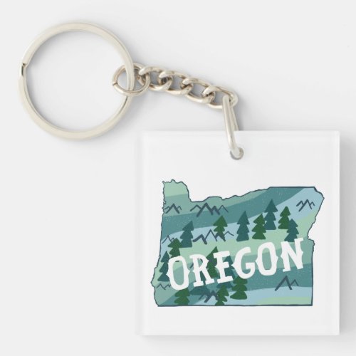 Oregon State Map Illustration Keychain