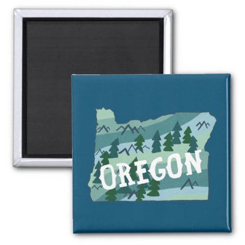 Oregon State Map Illustration Magnet