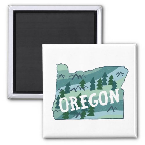 Oregon State Map Illustration Magnet