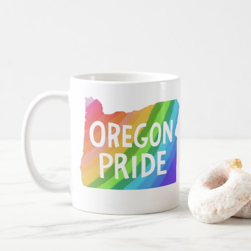 Oregon State Map Illustration PRIDE RAINBOW Coffee Mug
