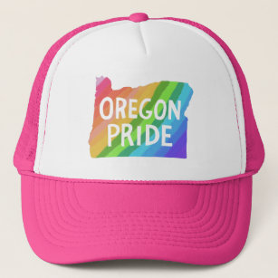 Oregon State Map Illustration PRIDE RAINBOW Trucker Hat